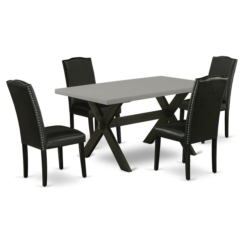 Pemberly Row 5-Piece Wood Dining Set with Linen Upholstered Seats
