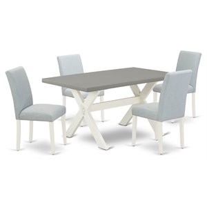 Pemberly Row 5-Piece Wooden Dining Set in Linen White and Baby Blue