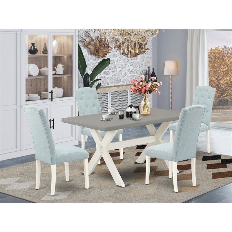 Pemberly Row 5-Piece Wood Dining Table Set in Baby Blue