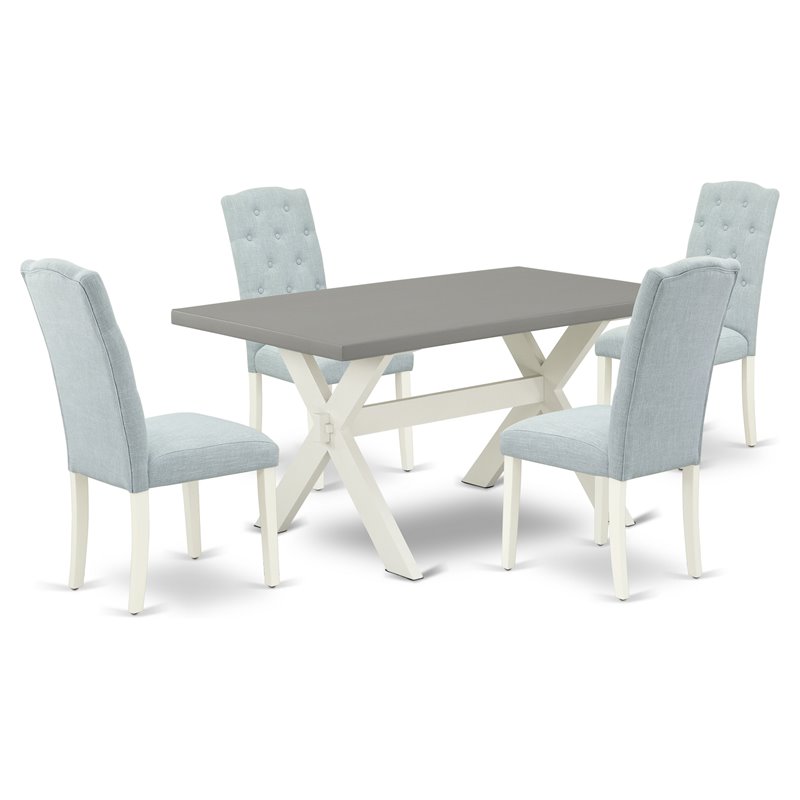 Pemberly Row 5-Piece Wood Dining Table Set in Baby Blue