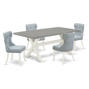 Pemberly Row 5-Piece Wood Kitchen Set in Linen White and Baby Blue