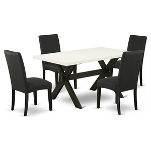 Pemberly Row 5-Piece Dining Table and Chair Set in Linen White and Black