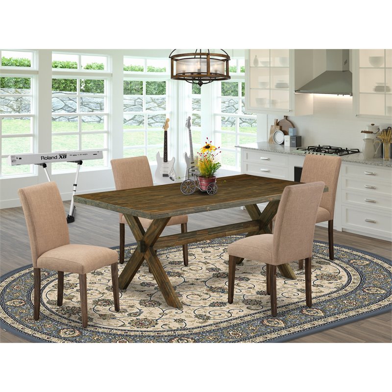 Pemberly Row 5-Piece Wood Kitchen Dining Set in Jacobean Brown