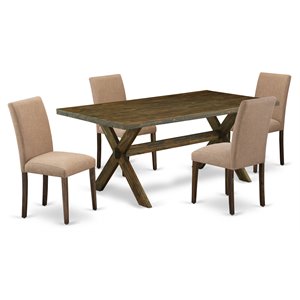 Pemberly Row 5-Piece Wood Kitchen Dining Set in Jacobean Brown
