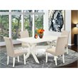 Pemberly Row 5-Piece Dining Set with Roll Back Chairs in Cream
