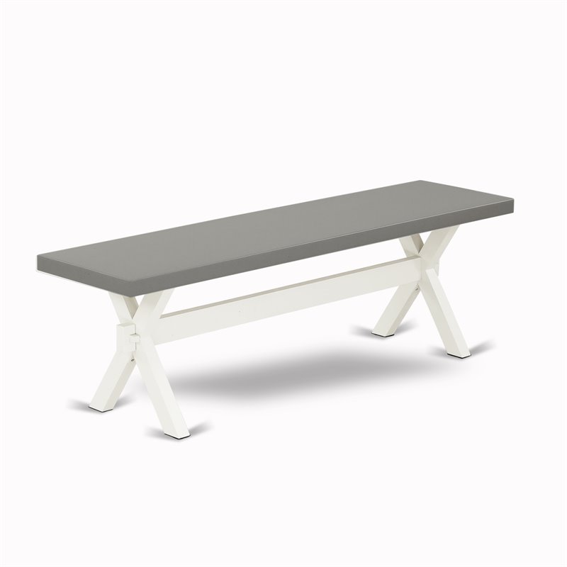 Pemberly Row 6-Piece Wood Dining Set with Bench in Linen White/Smoke