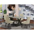 Pemberly Row 5-Piece Dining Table Set with Light Beige Upholstered Chairs