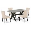 Pemberly Row 5-Piece Dining Table Set with Light Beige Upholstered Chairs