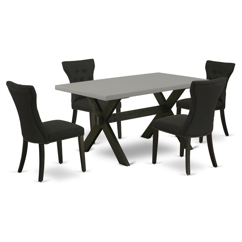 Pemberly Row 5-Piece Dining Set with Cushion Seating in Black Finish
