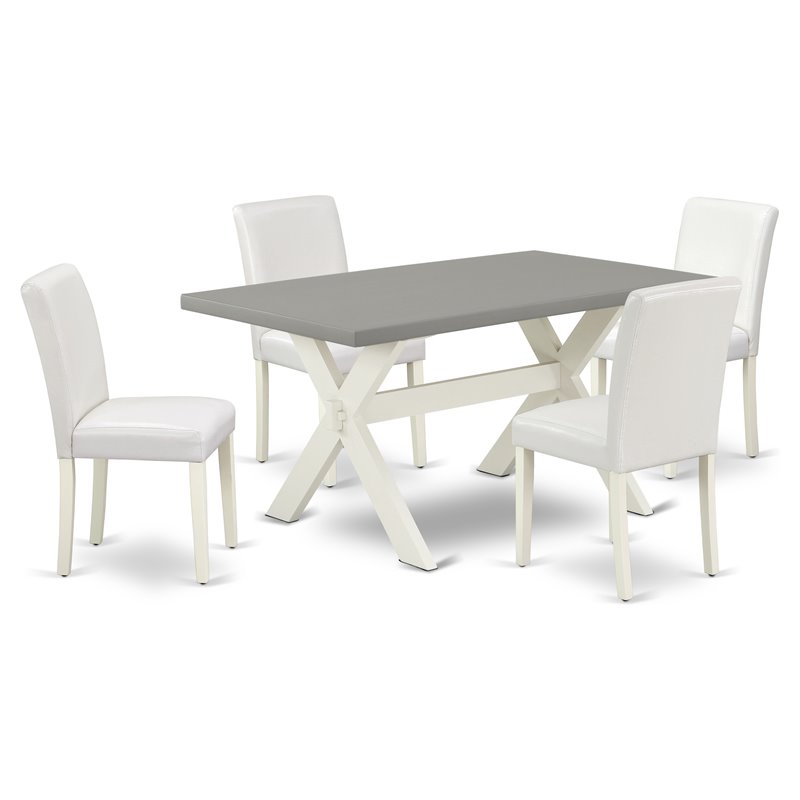 Pemberly Row 5-Piece Wood Dining Set with Linen White Finish