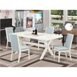 Pemberly Row 5-Piece Wood Dining Set with Acacia Table in White