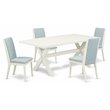 Pemberly Row 5-Piece Wood Dining Set with Acacia Table in White