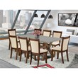 Pemberly Row 9-Piece Wooden Table Set with Light Beige Chairs in Cement