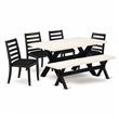 Pemberly Row 6-Piece Wood Kitchen Table Set in Linen White and Black