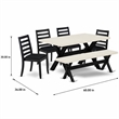 Pemberly Row 6-Piece Wood Kitchen Table Set in Linen White and Black