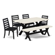 Pemberly Row 6-Piece Wood Kitchen Table Set in Linen White and Black