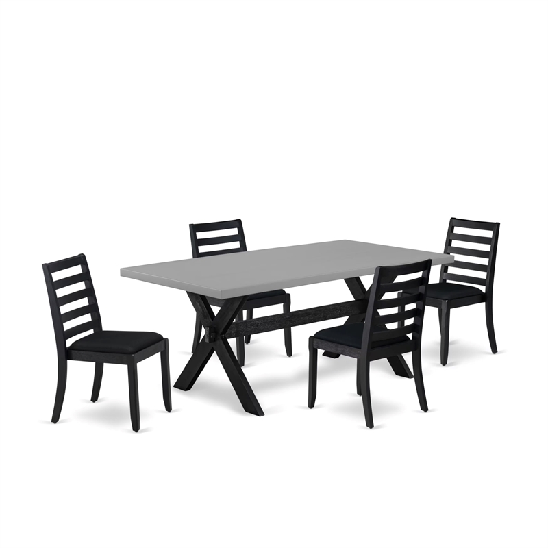 Pemberly Row 5-Piece Dining Room Set with Cement Finish and Rubberwood