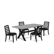 Pemberly Row 5-Piece Dining Room Set with Cement Finish and Rubberwood