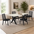 Pemberly Row 5-Piece Wood Dining Table Set in Linen White Finish