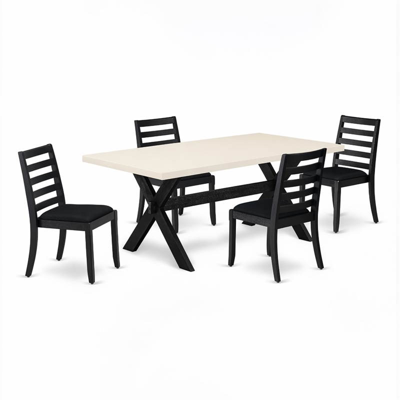 Pemberly Row 5-Piece Wood Dining Table Set in Linen White Finish