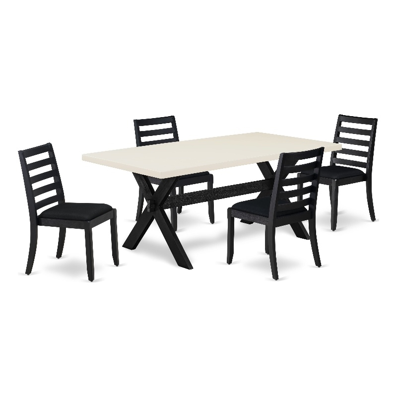 Pemberly Row 5-Piece Wood Dining Table Set in Linen White Finish
