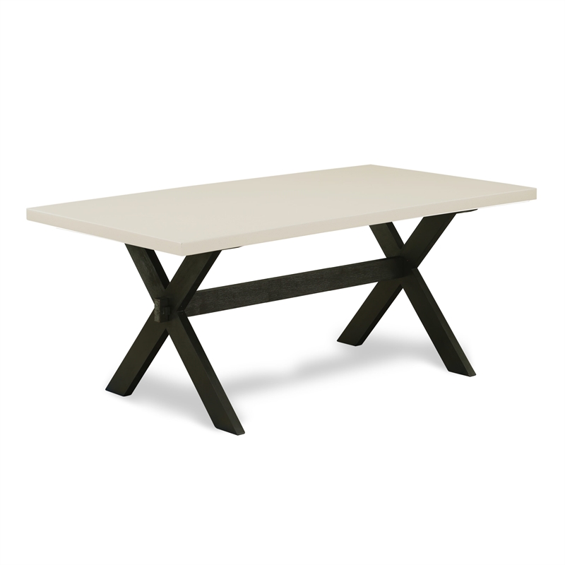 Pemberly Row 6-Piece Wood Kitchen Table Set with Bench in Linen White Finish