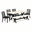 Pemberly Row 6-Piece Wood Kitchen Table Set with Bench in Linen White Finish