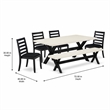 Pemberly Row 6-Piece Wood Kitchen Table Set with Bench in Linen White Finish