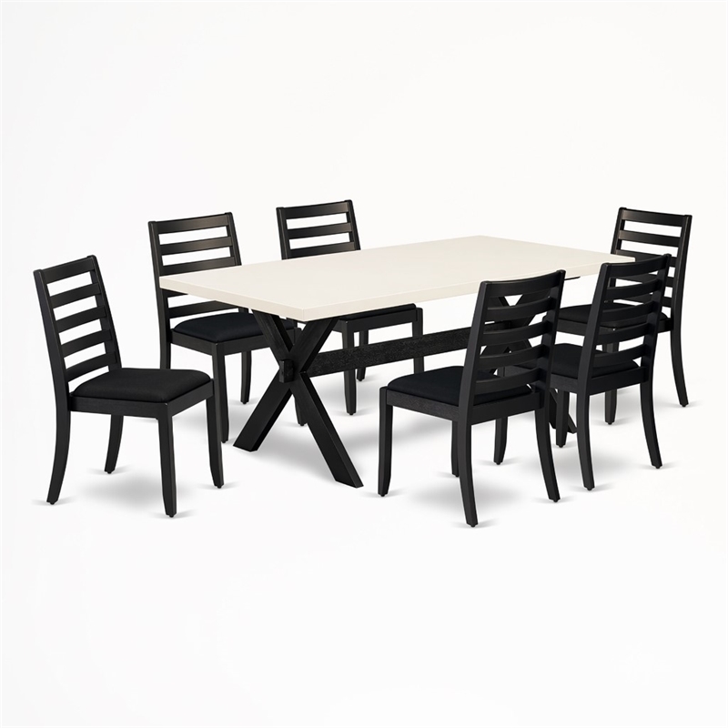Pemberly Row 7-Piece Modern Dining Table Set with Rubberwood Construction