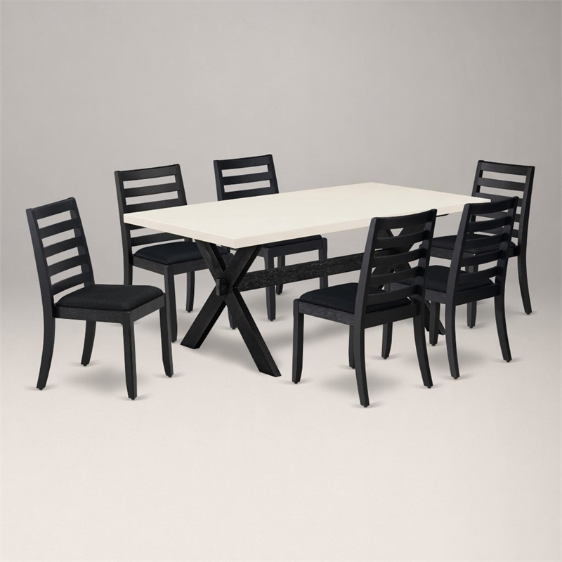Pemberly Row 7-Piece Modern Dining Table Set with Rubberwood Construction