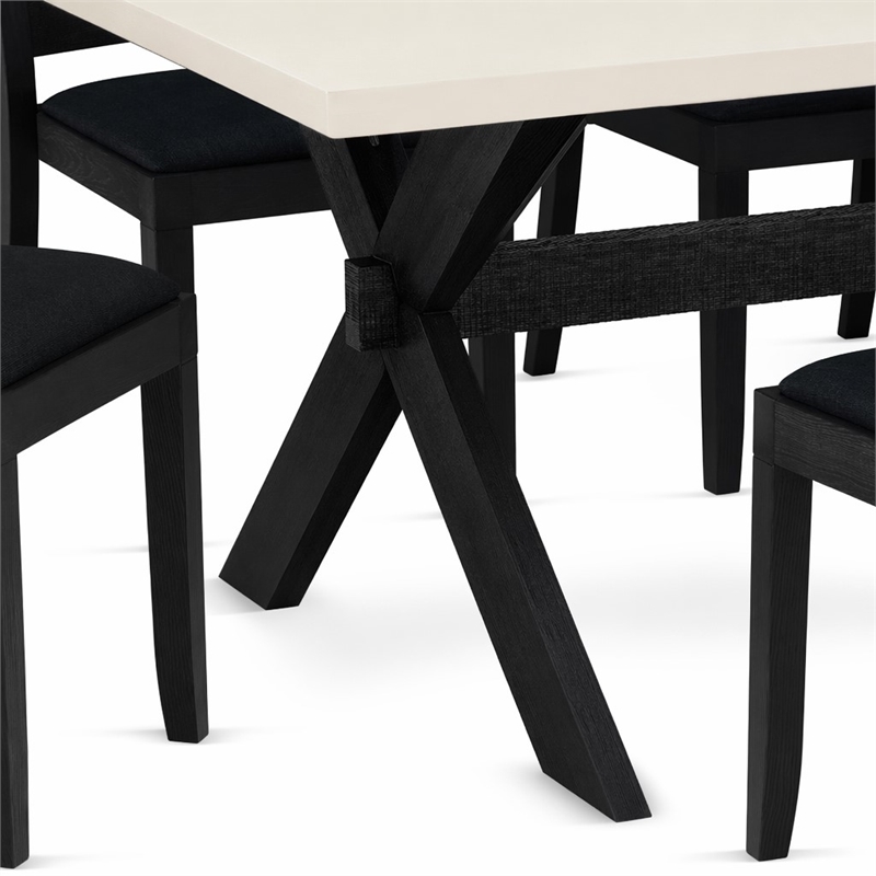 Pemberly Row 7-Piece Modern Dining Table Set with Rubberwood Construction