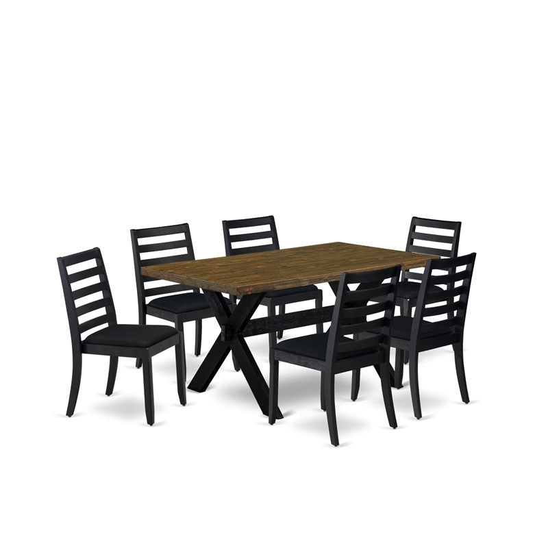 Pemberly Row 7-Piece Kitchen Dining Set Rubberwood Jacobean Finish