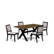 Pemberly Row 5-Piece Dining Table Set Faux Leather Rubberwood Jacobean