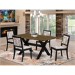 Pemberly Row 5-Piece Dining Table Set Faux Leather Rubberwood Jacobean
