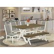 Pemberly Row 6-Piece Wood Dining Set with Bench in Linen White/Shitake Finish