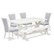 Pemberly Row 6-Piece Dining Set with Linen Seats in Gray and White