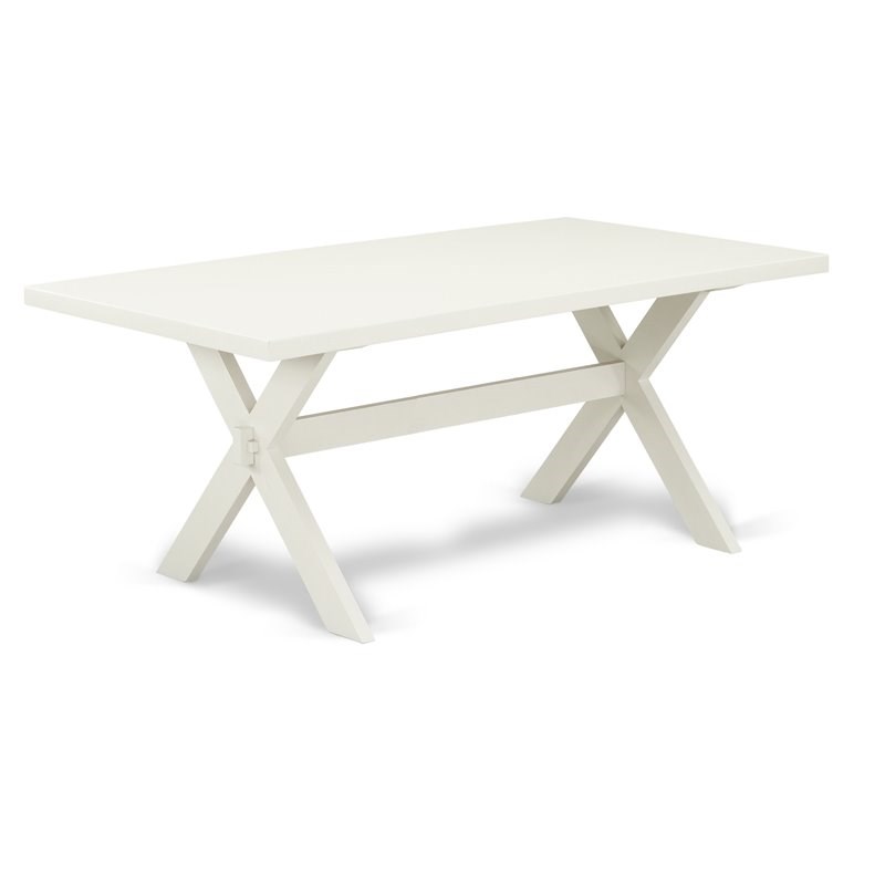 Pemberly Row 5-Piece Wood Dining Set with Linen Seats in White