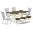 Pemberly Row 6-Piece Wood Dining Table Set with Gray Fabric Seats
