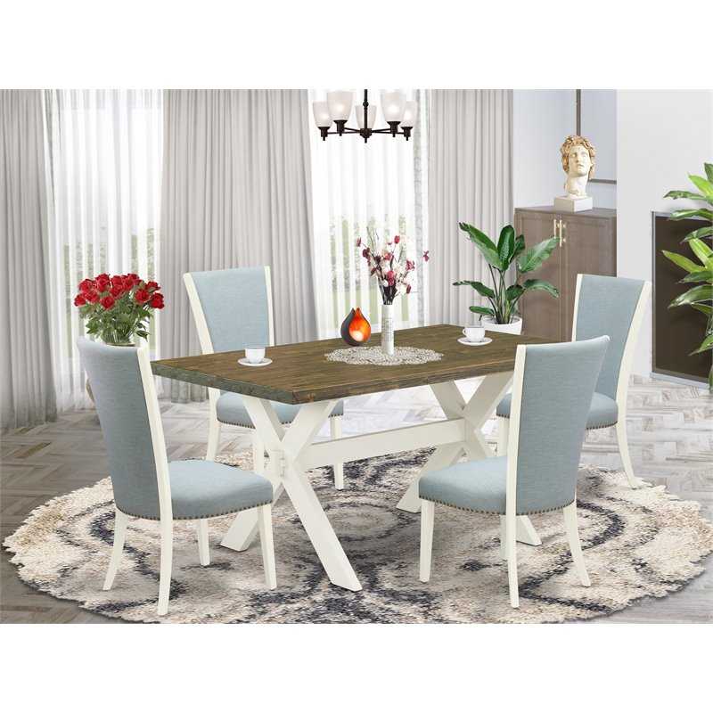 Pemberly Row 5-Piece Mid-Century Wood Dining Set in Jacobean Finish