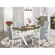 Pemberly Row 5-Piece Mid-Century Wood Dining Set in Jacobean Finish