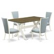Pemberly Row 5-Piece Mid-Century Wood Dining Set in Jacobean Finish