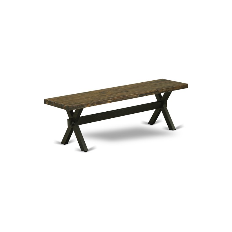 Pemberly Row 6-Piece Wood Kitchen Table Set in Black with Bench