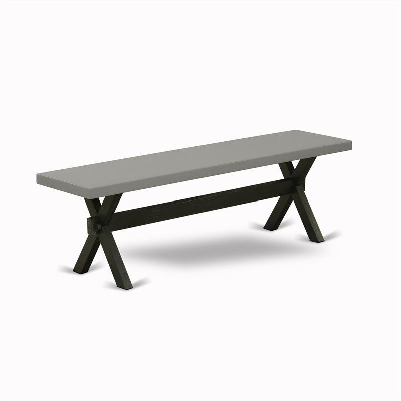 Pemberly Row 6-Pc Wood Dining Set with Cement Tabletop and Bench