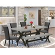 Pemberly Row 6-Piece Dining Room Set with Cement Table Top & Bench
