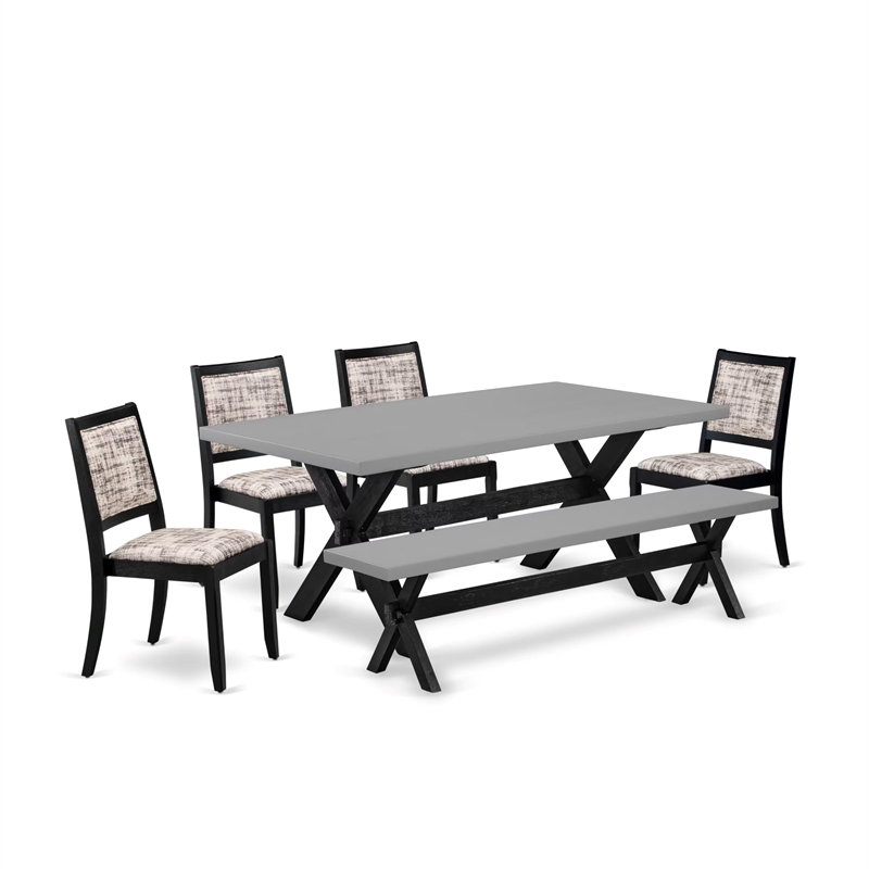Pemberly Row 6-Piece Kitchen Dining Set with Cement Finish