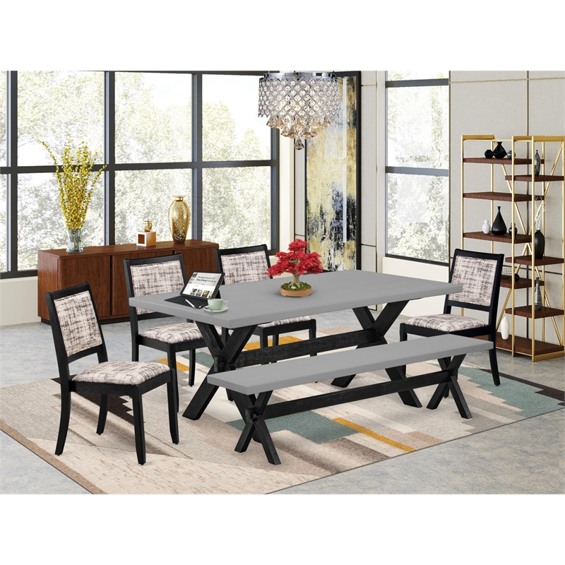 Pemberly Row 6-Piece Kitchen Dining Set with Cement Finish