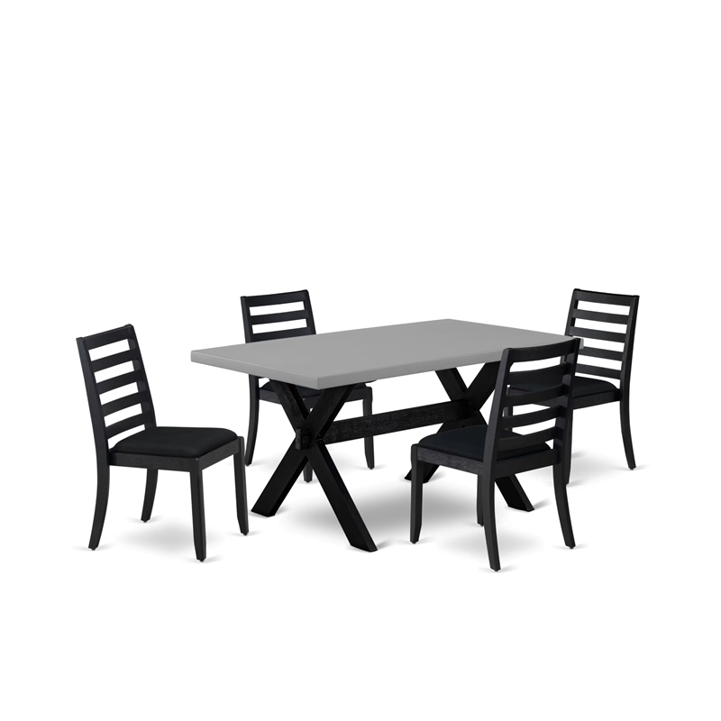 Pemberly Row 5-Piece Dining Set with Rubberwood Cement Finish Table