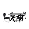 Pemberly Row 5-Piece Dining Set with Rubberwood Cement Finish Table