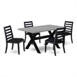Pemberly Row 5-Piece Dining Set with Rubberwood Cement Finish Table