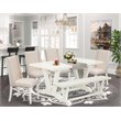 Pemberly Row 6-Piece Wood Dining Set with Bench in Linen White and Cream